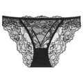 Eleganti slip in pizzo nero con bordo in pizzo a ciglia e tassello in cotone da donna - S / Nero