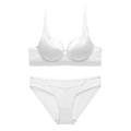 Elegantes weißes Spitzen-Dessous-Set mit Bügel-BH und passendem Slip aus durchsichtigem Netz - 75B / Weiß