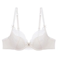 Eleganter cremefarbener Spitzen-BH mit 3/4-Cups und verstellbaren Trägern auf Weiß - 70A / BH / Aprikose