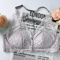 Detail of elegant French lace bralette on vintage paper with soft pink roses background - S / Tops / Grey Purple