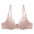Hellrosa Spitzen-BH mit Netzstickerei, Wellenkanten und Strass-Herz-Detail - 70A / BH / Lotusrosa
