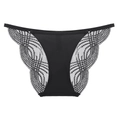 Slip sexy in pizzo nero a vita bassa con motivo a farfalla e tassello in puro cotone - S / Nero