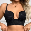 Sujetador sexy negro con espalda descubierta y escote en U profundo con textura de encaje - 75B / Negro