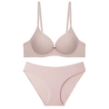 Seamless mauve lingerie set featuring a smooth full-coverage bra and matching panties - 70B / Top And Bottom (Briefs) / Pink