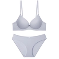Set lingerie senza cuciture viola chiaro con coppe lisce e slip coordinato elasticizzato - 70D / Grigio + Slip
