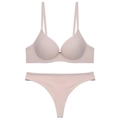 Seamless light pink lingerie set featuring a smooth bra and matching thong for women - 70B / Top And Bottom (Thong) / Pink
