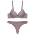 Seamless mauve lingerie set featuring a sleek underwire bra and matching thong - 70B / Top And Bottom (Thong) / Purple