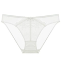 French style white lace panties with mesh panels and a cute bow on minimalist background - S / White