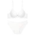 Minimalist seamless white lingerie set with thin straps and smooth texture for women - 70B / Top And Bottom (Briefs) / White