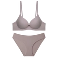 Seamless plus size purple-grey lingerie set with smooth wireless bra and matching panties - 70B / Top And Bottom (Briefs) / Purple