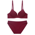 Seamless plus size lingerie set in deep wine red with smooth bra and matching panties - 70B / Top And Bottom (Briefs) / Burgundy