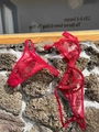 Ensemble de lingerie en dentelle rouge avec broderie florale et détails en maille - S / Rouge
