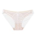 Bragas de encaje floral blanco con malla transparente y correas huecas en la cintura - S / Blanco