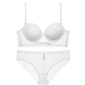 Conjunto de lencería blanca sin costuras con tirantes finos y tejido de malla suave - 70B / Juego / Blanco