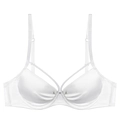 Eleganter weißer Satin-BH mit Crossover-Trägern und Bügelunterstützung in schlichtem Design - 32/70B / Weiß
