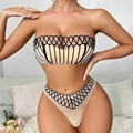 Conjunto de lencería bordada en beige y negro estilo francés con bustier y braguita - S / Negro