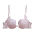 Pale pink deep U-neck push up bra with delicate lace patterns and adjustable straps - 70A / Purple