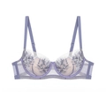 Eleganter lavendelfarbener Spitzen-BH mit Blumenstickerei und Bügel für Push-up-Effekt - 70B / Lila