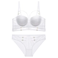 Eleganter weißer Spitzen-Dessous-Set mit Push-up-BH und passendem Low-Waist-Höschen - 75B / Weiß