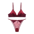 Set lingerie in velluto rosso scuro con reggiseno a triangolo e perizoma - S / Rosso