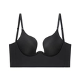 Sujetador push-up negro sin costuras con escote en U y tirantes finos para espalda aireada - 70A / Solo Sujetador / Negro