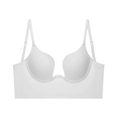 White deep V-neck seamless U-back bra with adjustable thin straps and push-up design - 70A / Tops / White