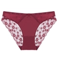 Burgundy lace panties with floral embroidery and silk fabric, flat lay on white background - S / Burgundy