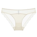 Lace-trimmed seamless low-rise briefs for women with breathable mesh in cream white - S / Apricot