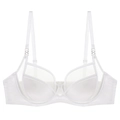 Reggiseno in raso bianco e mesh con doppie spalline e dettagli ad anello in metallo - 70B / Top Bianco