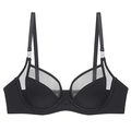 Reggiseno minimizer nero in mesh stile francese con dettagli in metallo e rete - 70B / Top Nero