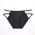 Bragas negras clásicas para mujer con paneles laterales de malla transparente suaves - Braga Negra