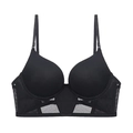 French style U-shaped seamless push up black bustier bra with mesh detailing - 70A / Tops / Black