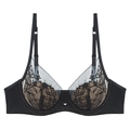 Sexy black lace embroidery bra with soft underwire and adjustable straps for women - 70A / Black
