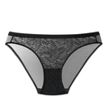 Bragas elegantes de encaje negro para mujer con bordado de hojas y malla fina transpirable - S / Negro