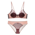 Französisches Deep-V Netz-Dessous-Set in Altrosa und Violett mit Soft-Bügel - 70A / Lila Rosa
