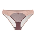 French style sheer mesh and satin patchwork low-rise panties with cotton crotch in pink - S / Purple Pink