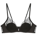 Französischer schwarzer Mesh-BH mit tiefem V-Ausschnitt, Soft-Bügeln und Trägern - 70A / Schwarz