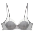 Grauer französischer Mesh-BH mit V-Ausschnitt, Soft-Bügeln und transparenten Details - 70A / Grau