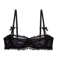 Soutien-gorge en dentelle noire élégante avec motifs festonnés et nœud délicat - 70C / Noir