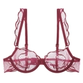 Soutien-gorge en dentelle rouge vin avec broderie florale et armatures de soutien - S / Bordeaux