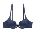 Sujetador push-up azul marino con escote en V profundo y copas sin costuras - 70A / Azul