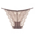 Culotte élégante en dentelle marron pour femme avec motif floral et petit nœud délicat - S / Vieux rose