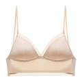 Reggiseno senza ferretto stile francese beige con spalline sottili decorative - Nudo