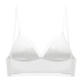 Bralette in raso bianco con fascia in rete e spalline sottili regolabili - S / Bianco