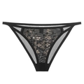Sexy schwarze Damen-Spitzenunterwäsche mit Blumenstickerei und transparentem Mesh - S / Schwarz