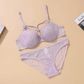 Elegantes lila Spitzenunterwäsche-Set mit Push-up-BH und passendem Slip für Damen - 70B / Lila