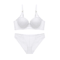 Elegant white lace lingerie set featuring a push-up bra and matching lace panties - 70B / White