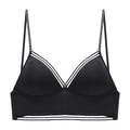 French style black wireless triangle bralette with sexy U-shaped back and cutout straps - Black