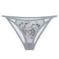 Graue transparente Damenunterwäsche mit floraler Stickerei und feinem Mesh-Gewebe - S / Graublau