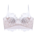 Weißes Bralette aus französischer Wimpernspitze mit Blumenmuster und dünnen Trägern - S / Weiß